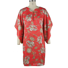 Costom Casual Vacation Printed Short Dress Trumpet sleeve Red  Dresses For Women